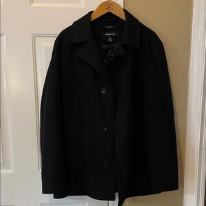 Men's Wool Blend Claiborne Black Coat, XL